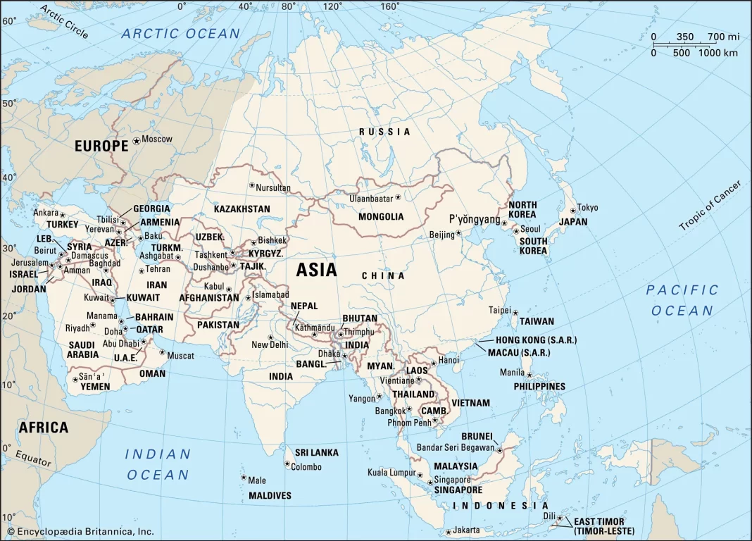 About Geography of Asia in hindi